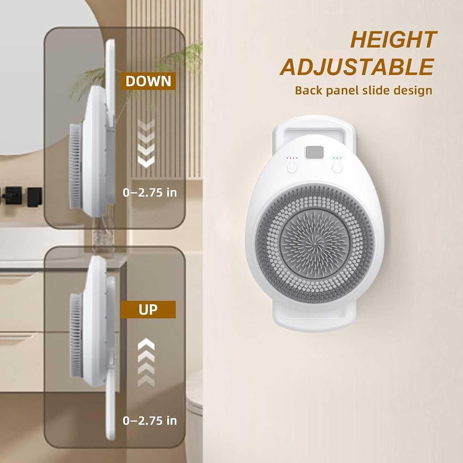 Wall Mounted Hands Free Back Scrubber, 360° Automatic Back Scrubber, 3-Speed Adjustment, Easing Fatigued, Shower Massaging Solution for Men Women