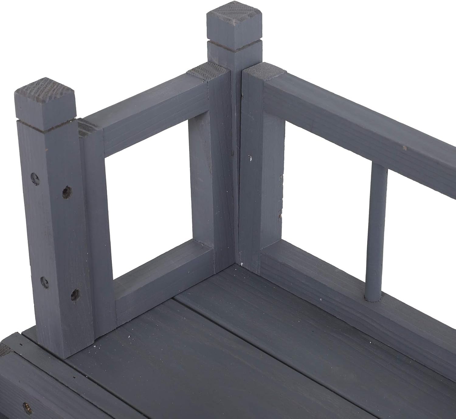 2-Level Wooden Cat House, Outdoor Dog Shelter Cat Condo with Lockable Wire Door and Balcony, Grey