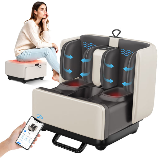 2-in-1 Shiatsu Foot & Calf Massager with Heat – Convertible Ottoman with App Control
