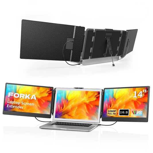 " 14"" Portable IPS FHD 1080P Laptop Screen Extender Monitor, Hdmi/Usb-A/Type-C, Compatible with Windows & Mac"
