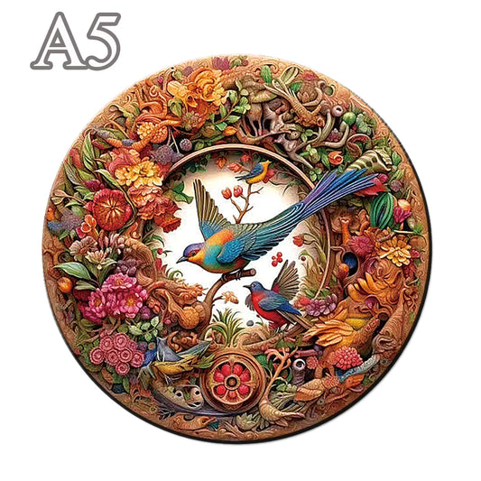 Wooden Animal Puzzle Unique and Mysterious Circular Bird Puzzle for Adults or Children Holiday Gift Interactive Game Wooden Toys