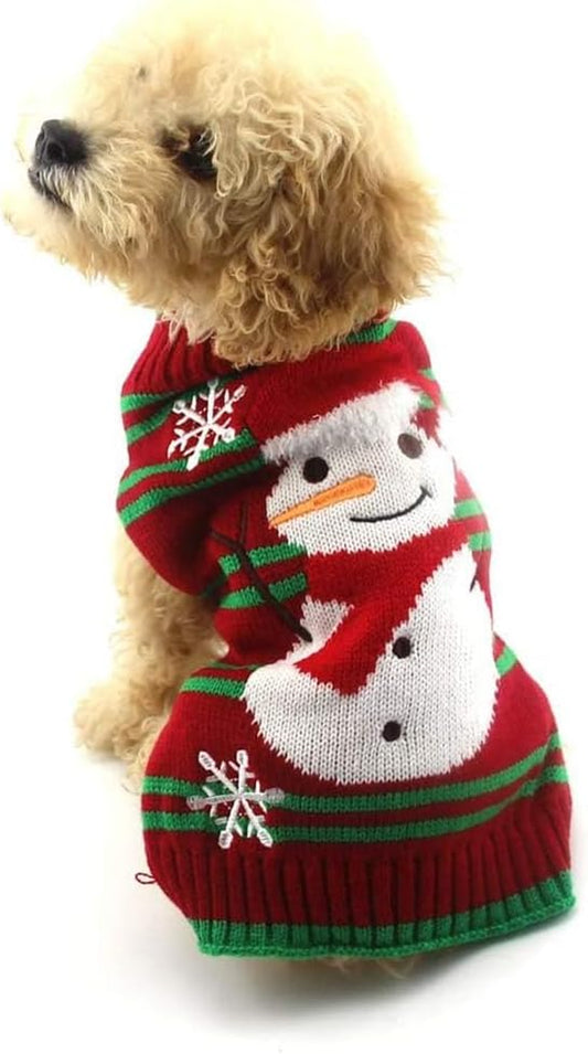 Dog Snow Sweaters Thick Snowman Sweaters Xmas Dog Holiday Sweaters New Year Christmas Sweater Pet Clothes for Small Dog and Cat(Thick Snowman, XL)