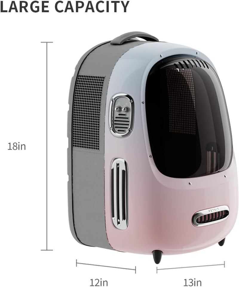 Cat Backpack Carrier with Inbuilt Fan & Light, Airline-Approved Pet Backpack Bubble for Kitty Small Dog, Detachable Dog Backpack with Padded Strap for Travel, Hiking, Walking & Outdoor