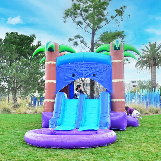 Enchanted Forest Commercial Grade Bounce House Water Slide (With Blower and Pool)