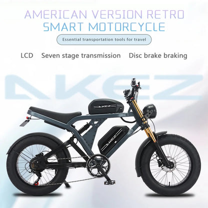 Kingkong Ebike for Adults, Strong Power Brushless Motor, 48V 41Ah Removable Battery, 20" Fat Tire, Dual Suspension, 7 Speed Gears for Beach Camping