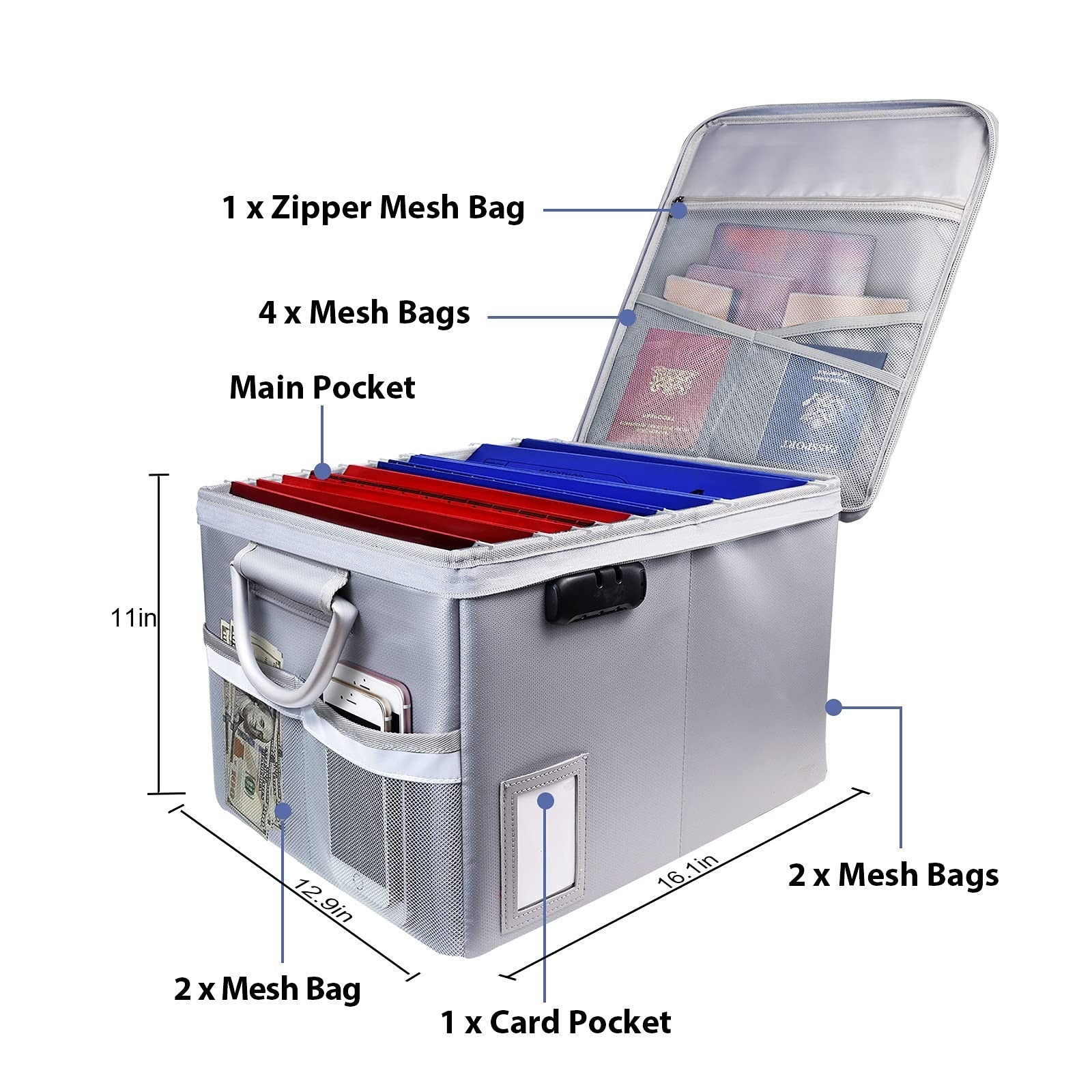 Fireproof File Cabinet with Lock – Collapsible Fireproof Document Organizer for Home & Office
