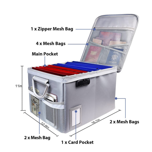 Fireproof File Cabinet with Lock – Collapsible Fireproof Document Organizer for Home & Office