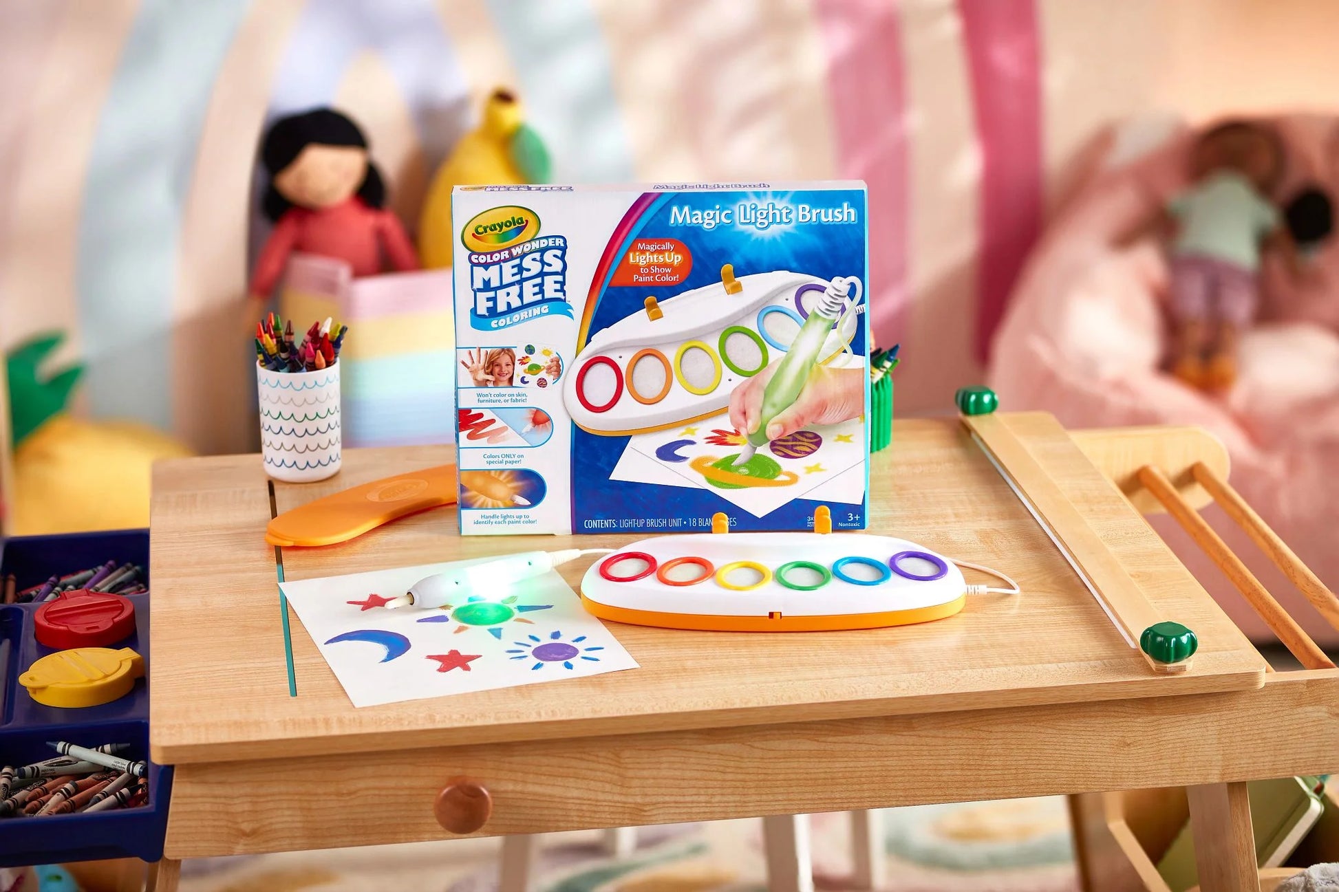 Color Wonder Magic Light Brush, Mess Free Kids Painting Set, Preschool Supplies, Toddler Activities, Educational Toys, Gifts for Ages 3 & Up