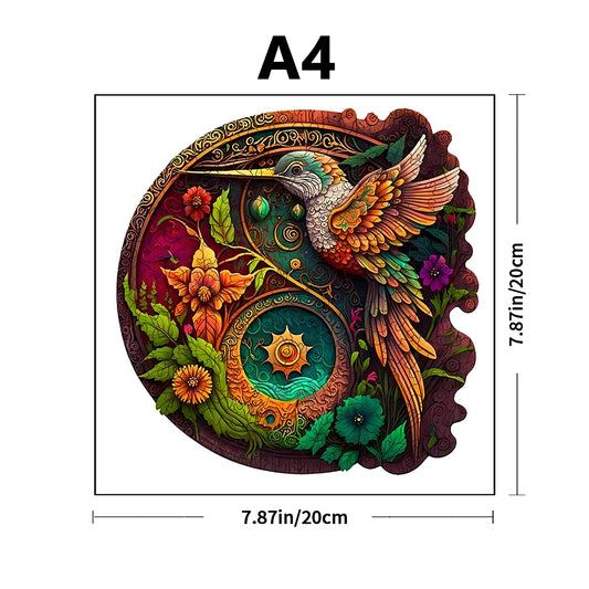 Hummingbird Disc Wooden Colorful Jigsaw Puzzle, Alien Shape Animal Jigsaw Puzzle Adult Stress Relief Super Difficult Educational