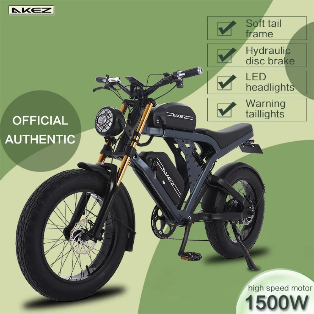 Kingkong Ebike for Adults, Strong Power Brushless Motor, 48V 41Ah Removable Battery, 20" Fat Tire, Dual Suspension, 7 Speed Gears for Beach Camping