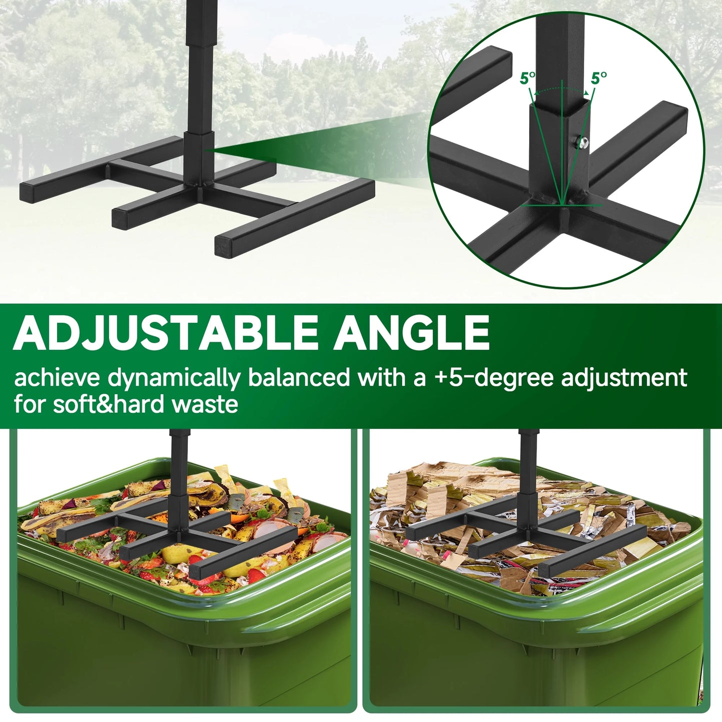 Manual Trash Compactor, Waste Recycling Hand Tool, Touchless Trash Bin Compactor for 120-660L Wheelie Bins, for Home, Kitchen, Restaurant
