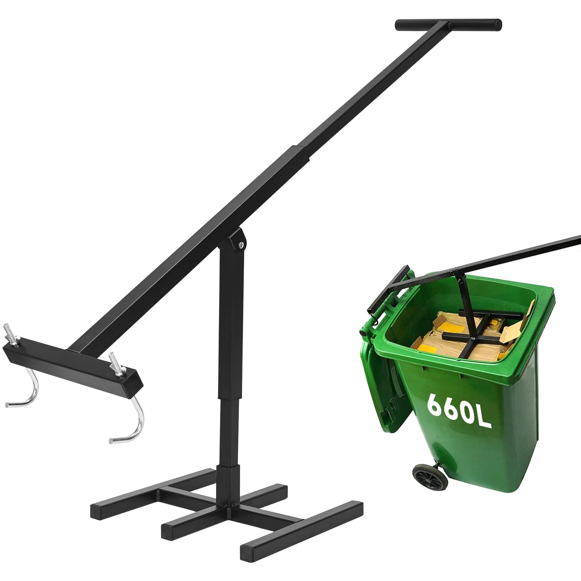 Manual Trash Compactor, Waste Recycling Hand Tool, Touchless Trash Bin Compactor for 120-660L Wheelie Bins, for Home, Kitchen, Restaurant