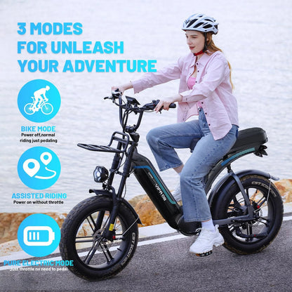 Electric Bike for Adults, 20" Electric Mountain Bike 750W 31 MPH, 48V 20Ah Battery, UL2849
