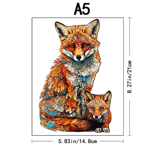 Warm Fox Family Wooden Puzzle Creative Variety of Special Shapes Creative Gifts for Boys and Girls Birthday Gifts for Adults