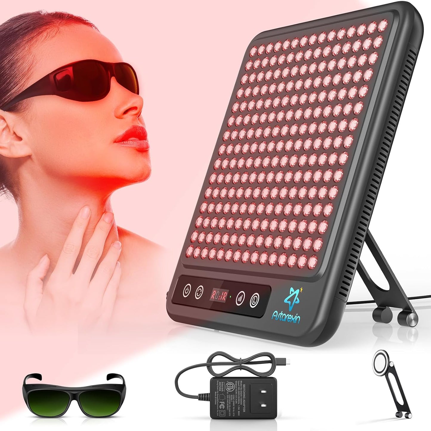Red Light Therapy Panel, 225 Dual-Chip Leds with 660Nm Red & 850Nm near Infrared Light for Face, Skin, Sleep, Body Relaxation, Portable Therapy Panel with Stand & Timer