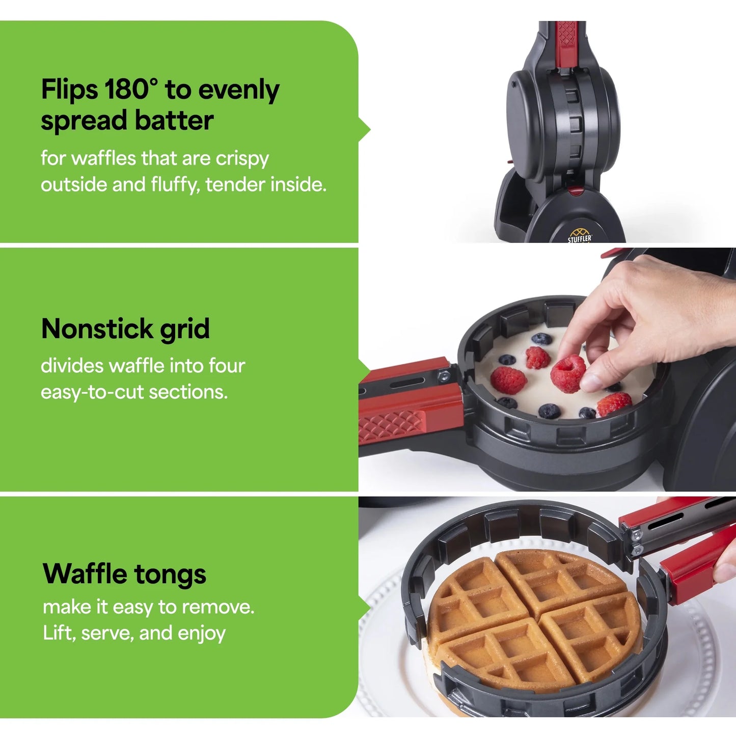 Stuffler Electric Stuffed Waffle Maker – Make Sweet or Savory Stuffed Waffles at Home (Model 03512)