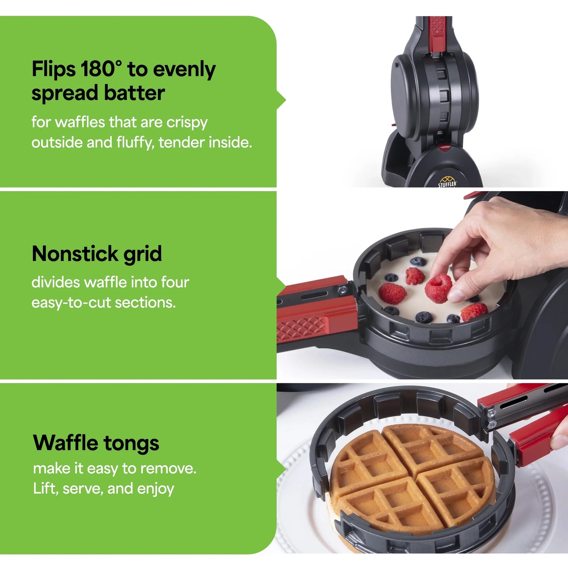 Stuffler Electric Stuffed Waffle Maker – Make Sweet or Savory Stuffed Waffles at Home (Model 03512)