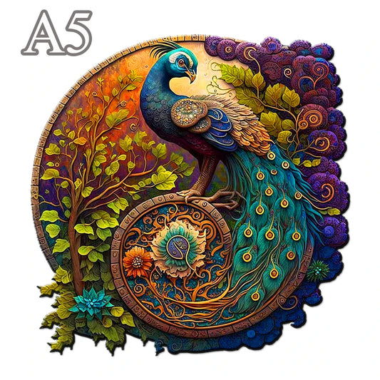 Adult Animal Wooden Puzzle round Peacock and Bird Wooden Puzzle Children'S Puzzle Toy Festival Gift A3  A5 Multi Size Puzzle