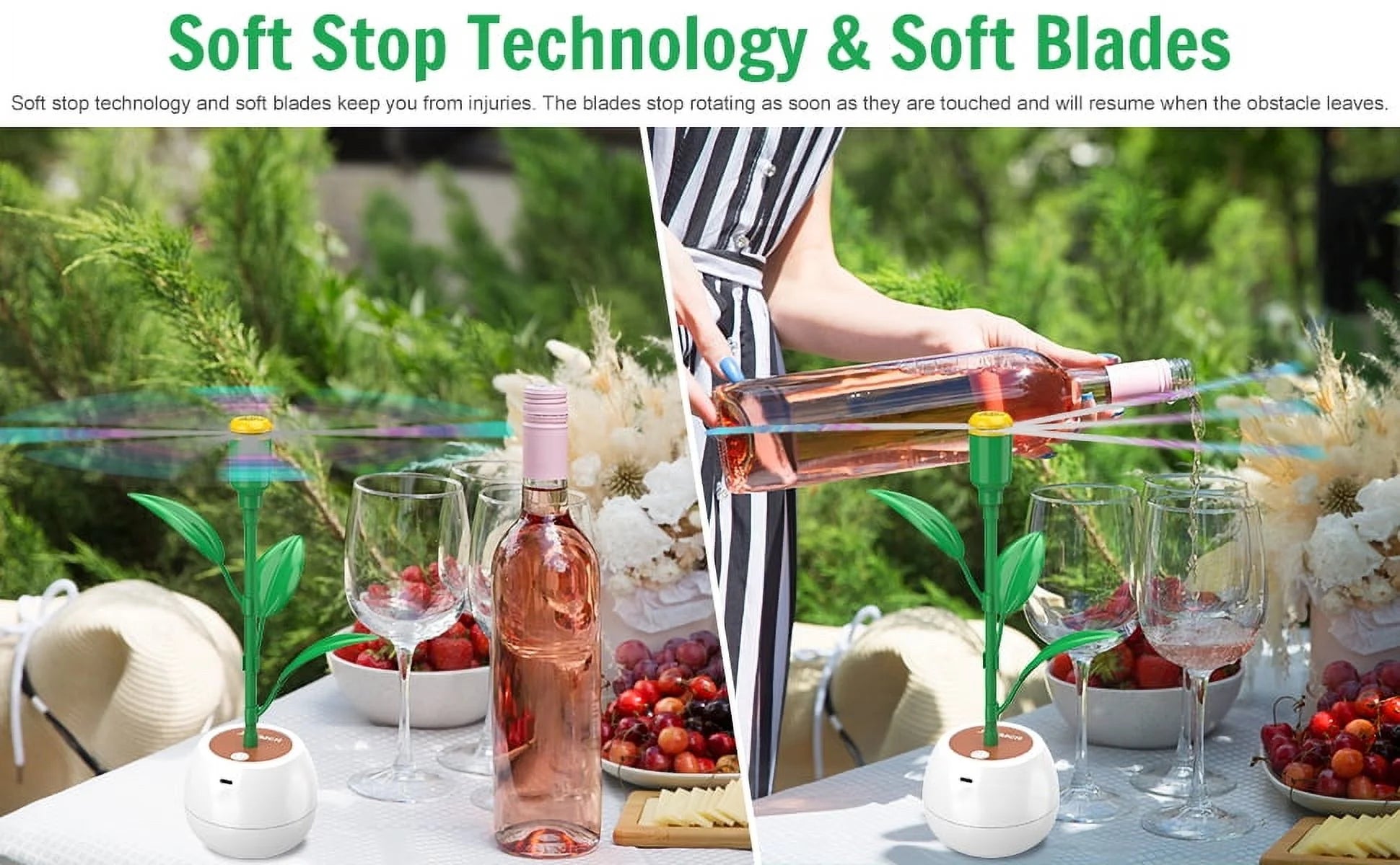 4Pc-Fly Fan for Table,Food Fan for Indoor Outside,Portable Outdoor Picnic Fan,Batteries Powered Table Fly Fan for Restaurant, Party, Home,Outdoor Dinner
