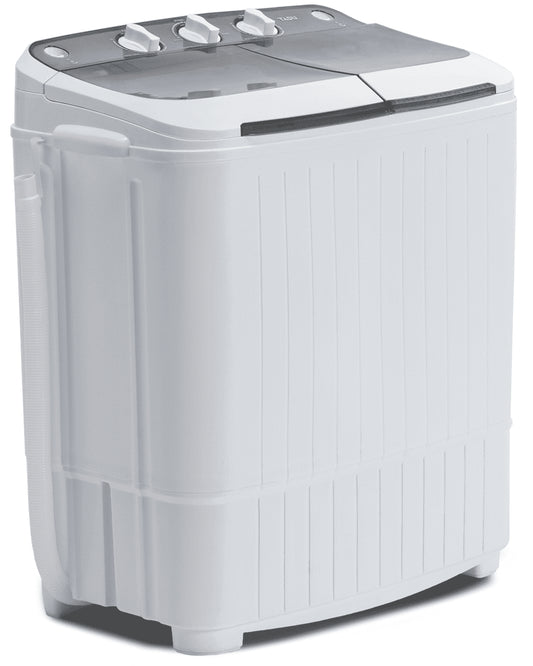 16.5Lbs Portable Twin Tub Washing Machine – Electric Semi-Automatic Washer & Spin Dryer Combo (Gray)