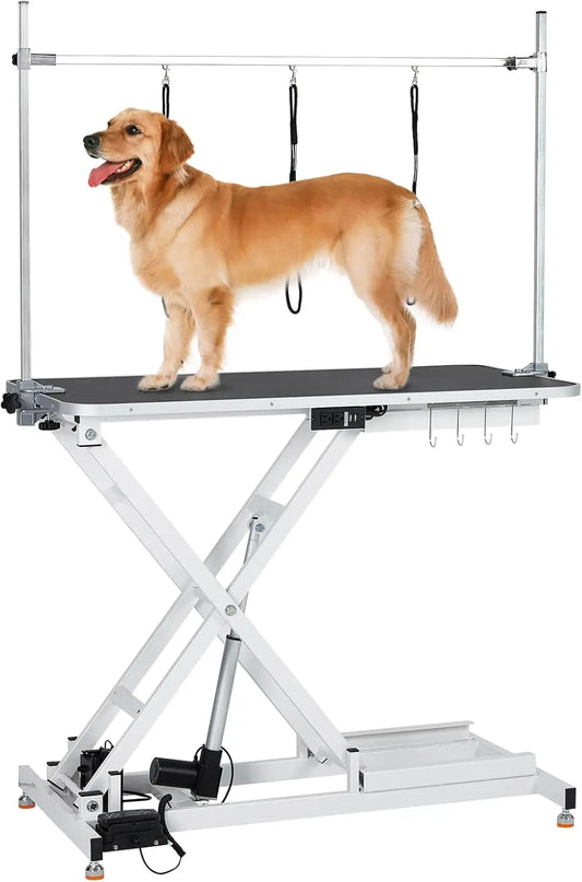 50Inch Electric Pet Grooming Table, (9"- 40") Height Adjustable X-Type Electric Lift Dog Grooming Table for Large Dogs